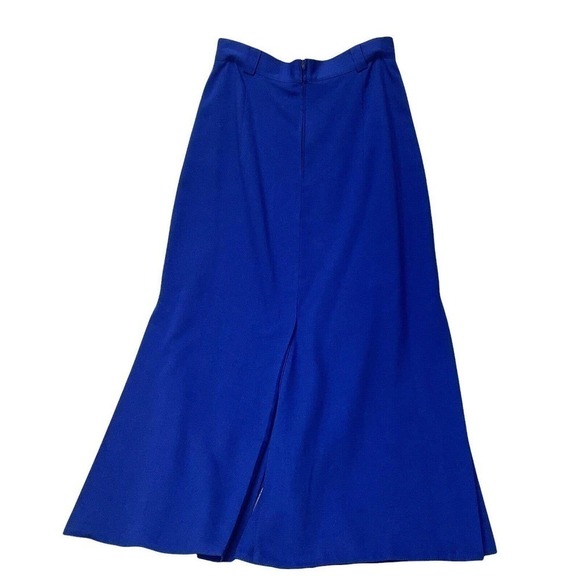Skirt Midi Pencil 4 Slits Size S/M 38 Bright Blue Zip Tailor Made Austria Vtg - Picture 3 of 12
